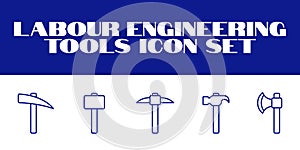 Labour day icon set. Labor Tools Icon Vector graphic illustration. Line Icons set of Engineering tools