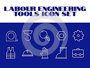 Labour day icon set. Labor Tools Icon Vector graphic illustration. Line Icons set of Engineering tools