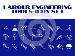 Labour day icon set. Labor Tools Icon Vector graphic illustration. Line Icons set of Engineering tools