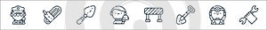 Labour day line icons. linear set. quality vector line set such as wrench, doctor, shovel, barrier, waiter, trowel, chainsaw