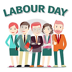 Labour Day poster people vector illustration on white