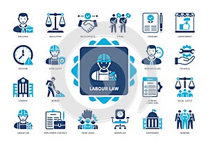 Labour Law solid icon set