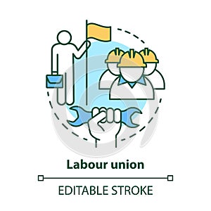 Labour union concept icon. Employee rights protection idea thin line illustration. Trade union. Workers association