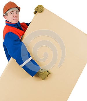 Labourer with box photo