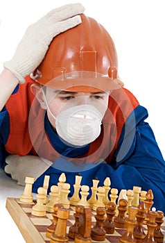 Labourer with chess