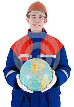 Labourer with globe