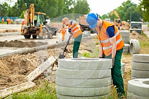 Labourer working hard photo