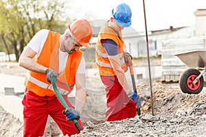 Labourers working very hard photo