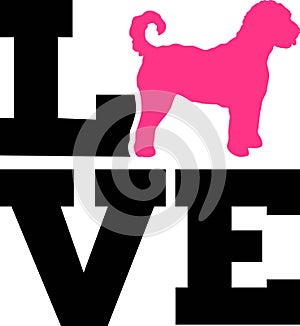 Labradoodle love word with silhouette