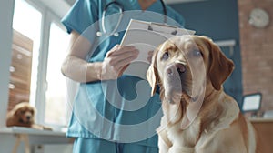 The veterinarian with Labrador.AI generated image
