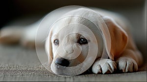 Labrador Puppy. Light Labrador on a blured bakcground photo