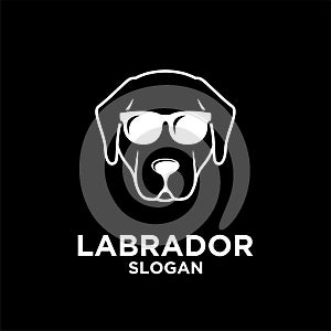 Labrador Retriever dog head face head line logo icon design