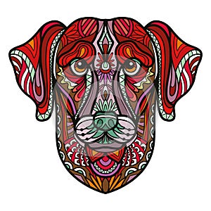 labrador retriever head dog color tangle doodle vector illustration