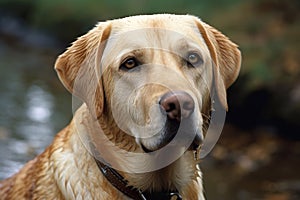 Labrador Retriever Protrait Outside, Generative AI