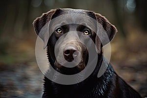 Labrador Retriever Protrait in the Woods, Generative AI