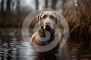 Labrador Retriever in Water, Generative AI