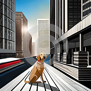 A Labrador Retrievers brown color in urban environments with realistic style Generative AI