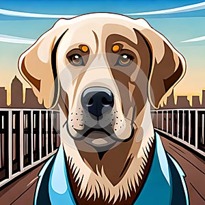 A Labrador Retrievers head in urban environments with realistic style Generative AI