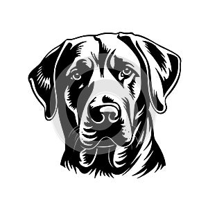 Labrador retriver portrat, illustration im black and white colors