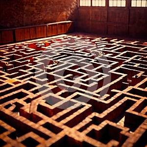 Labryinth maze structure, top down view