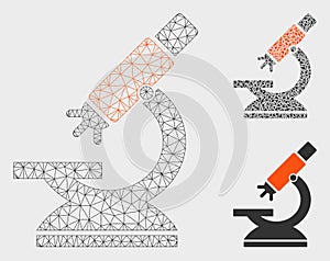 Labs Microscope Vector Mesh 2D Model and Triangle Mosaic Icon