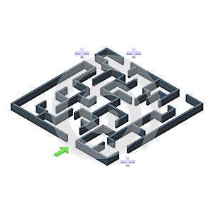 Labyrint risk icon isometric vector. Return management