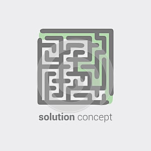 Labyrinth as symbol conceptual vision in solution. Idea for find optimization and development. Vector illustration for
