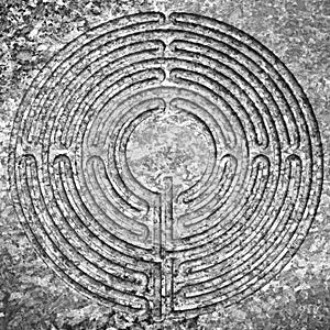 Labyrinth carved on stone