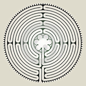 Labyrinth Cathedral of Chartres Illustration Vector - Symbolism Meditation History - Floral Motif - Sacred Geometry