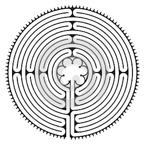 Labyrinth Cathedral of Chartres Illustration Vector - Symbolism Meditation History - Floral Motif - Sacred Geometry