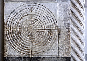 Labyrinth of the Cathedral of San Martino in Lucca, Tuscany, Italy