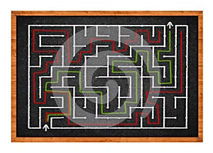 Labyrinth on chalkboard