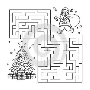 Labyrinth christmas game and maze puzzle for kids