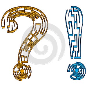 Labyrinth 3d question and exclamation mark