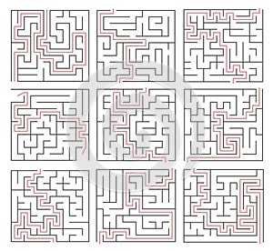 Labyrinth with entrance and exit. A game that develops a labyrinth. Children\'s labyrinth. Vector illustration