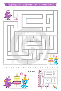 Labyrinth game with cute monsters