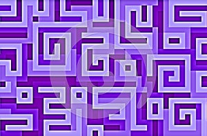 Labyrinth illustration, purple maze, rectangular swirls
