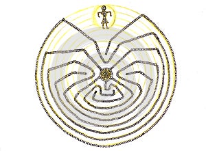 Labyrinth Indean for meditation and good luck. Hand drawn