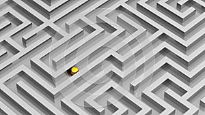 Labyrinth isometric view vivid colors idea silver walls and golden ball