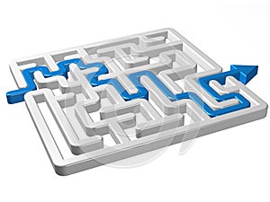 Labyrinth maze 3d blue vector on white background.