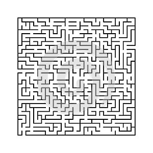 Labyrinth maze background. Rectangle labyrinth with entry and exit. Isolated simple square maze