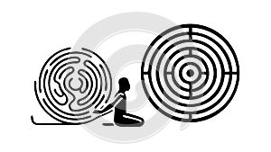 Labyrinth Maze Challenge Vector, Problem Solving Path Graphic Design, vector design Generative AI