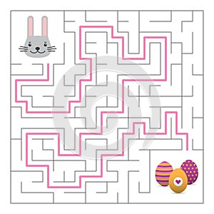 Labyrinth maze game with solution. Easter fun