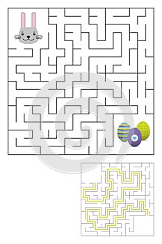 Labyrinth maze game with solution. Easter fun