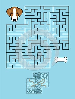 Labyrinth maze game with solution. Help dog