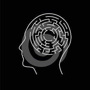 Labyrinth maze inside human head, memory concept