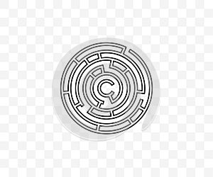 Labyrinth, maze, strategy icon on transparent background. Vector illustration