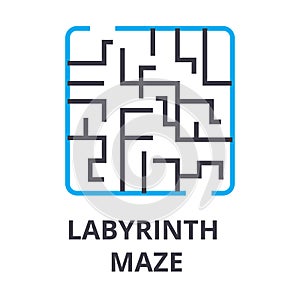 Labyrinth maze thin line icon, sign, symbol, illustation, linear concept, vector