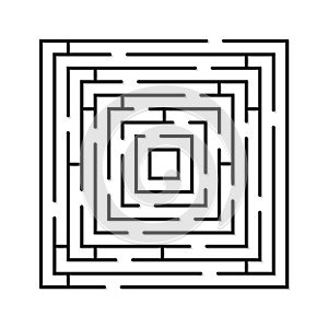 Labyrinth minimal icon. Vector concept square maze symbol or logo element in thin line style