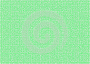 Labyrinth pattern in green on white